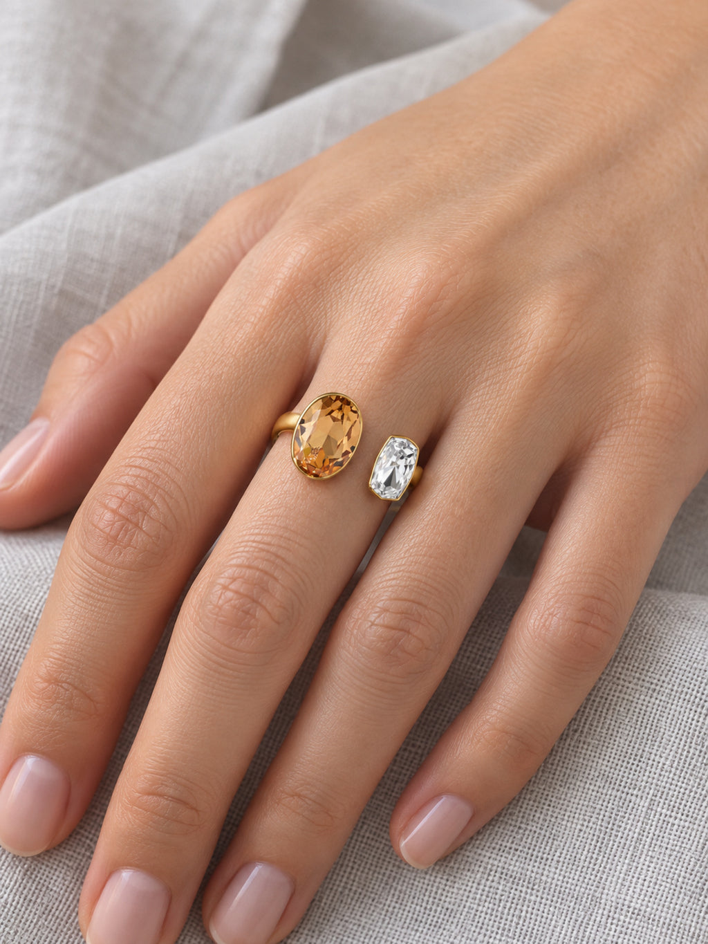 Oriel Crystal Ring — worn view