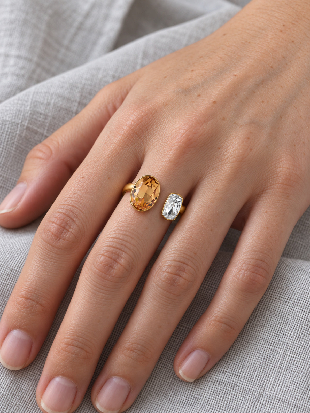 Oriel Crystal Ring — natural hand worn view