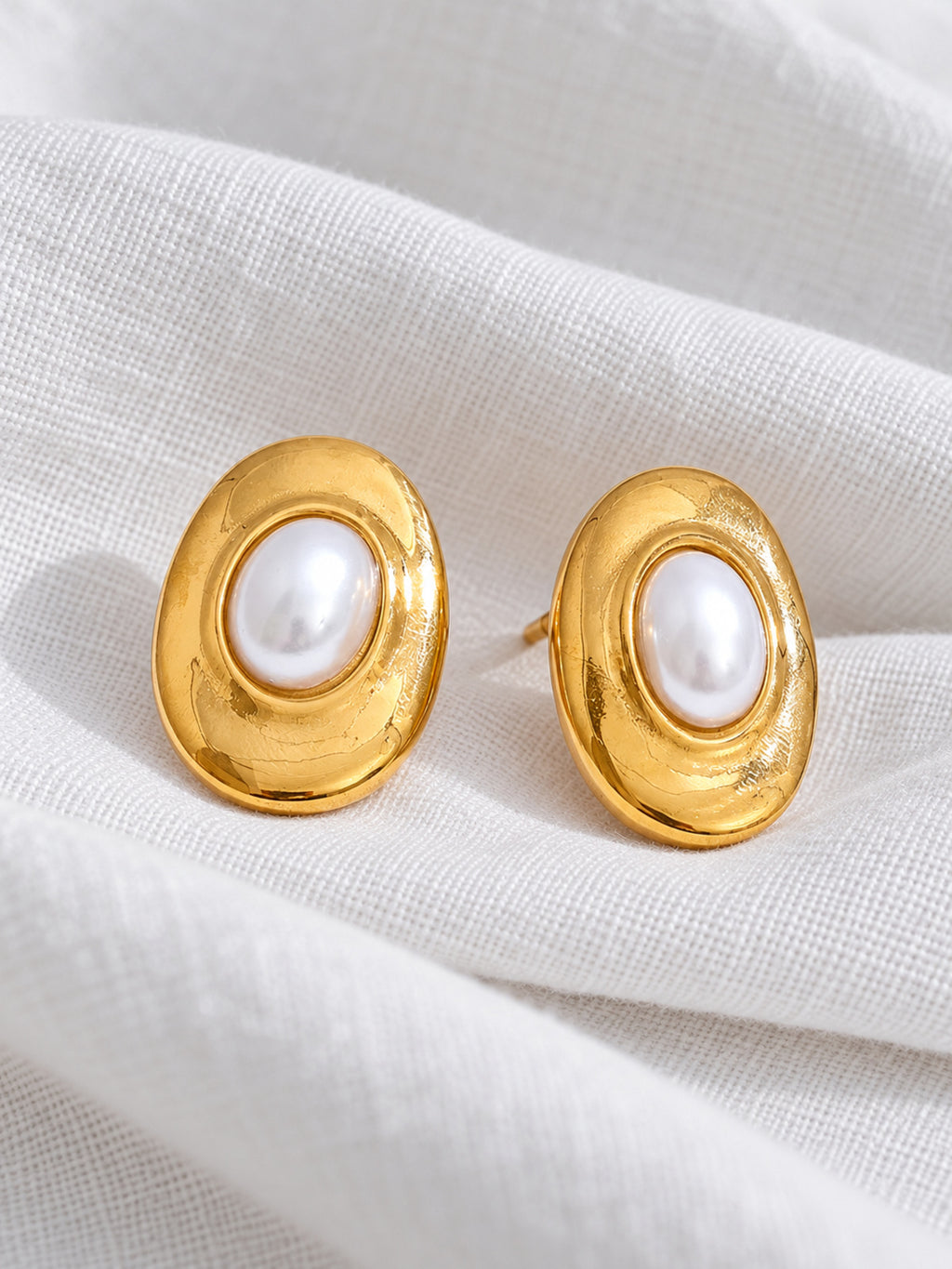 Perla Pearl Studs — editorial still life