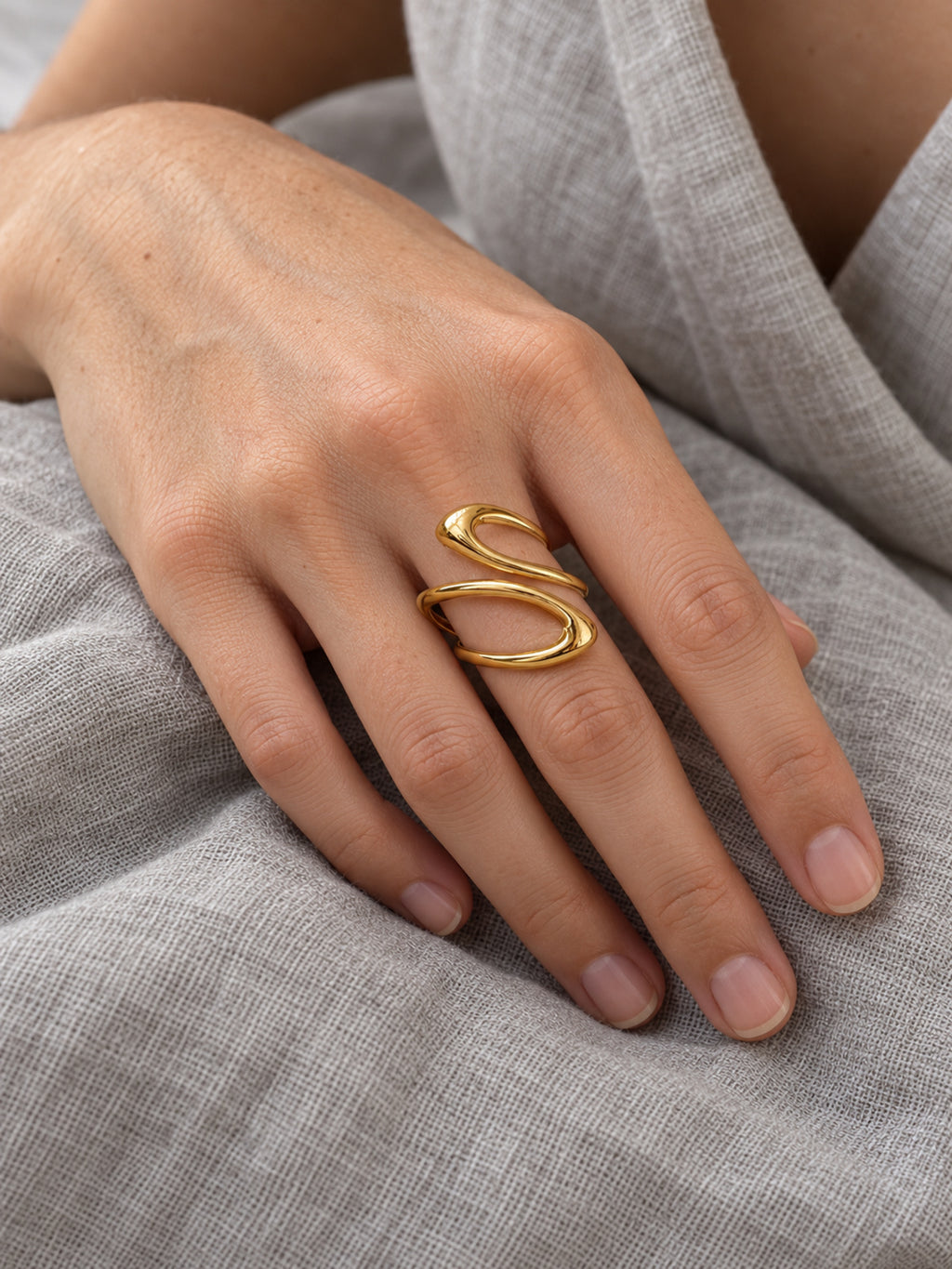 Ribbon Sculptural Ring — worn view