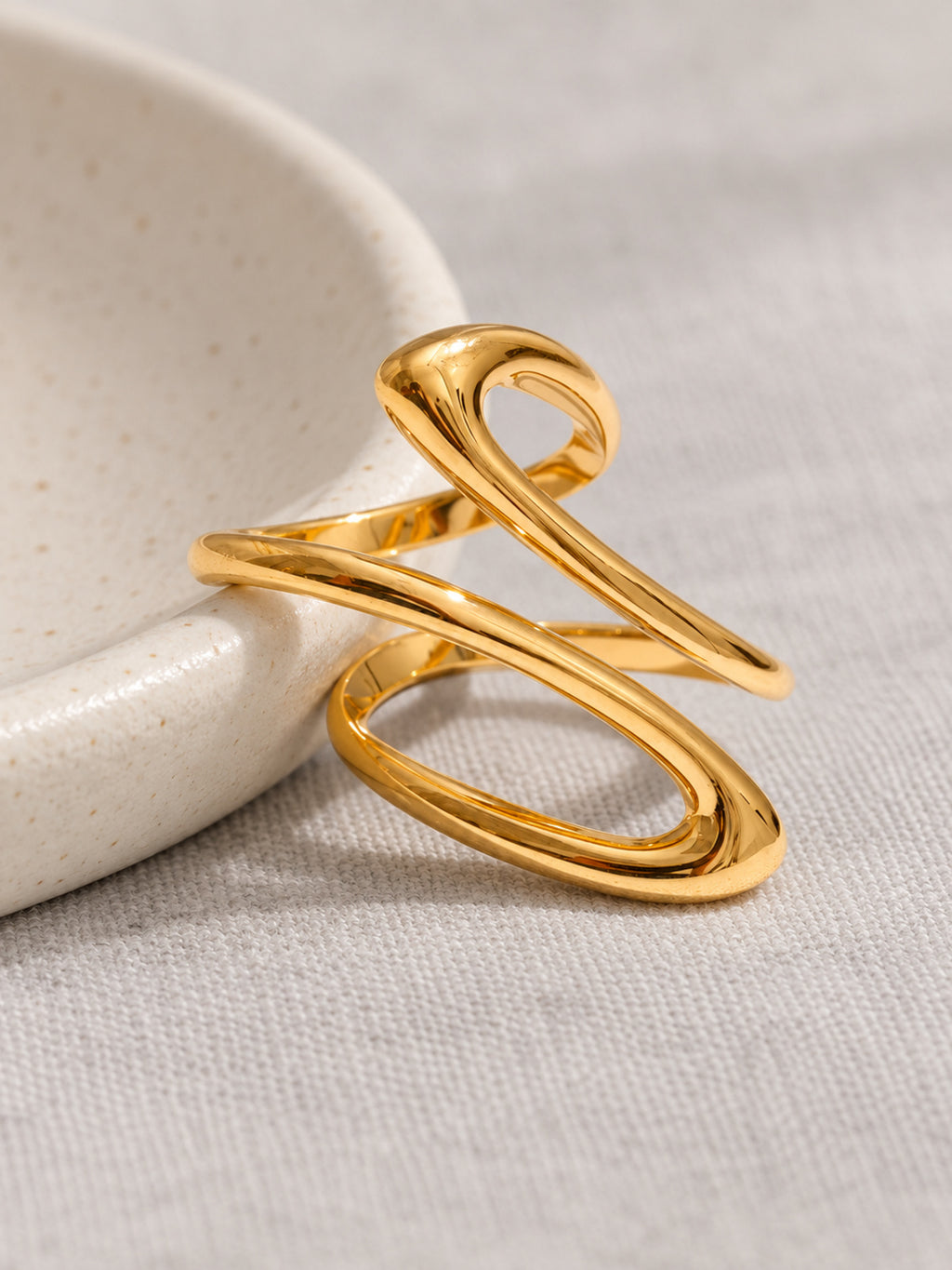 Ribbon Sculptural Ring — editorial still life