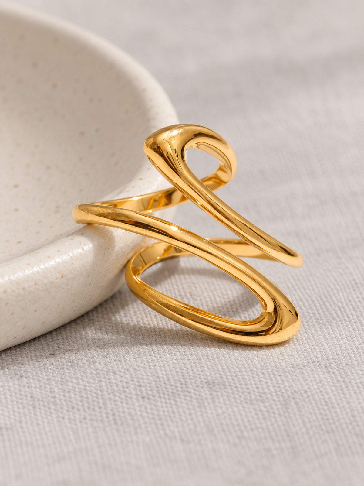 Ribbon Sculptural Ring — editorial still life