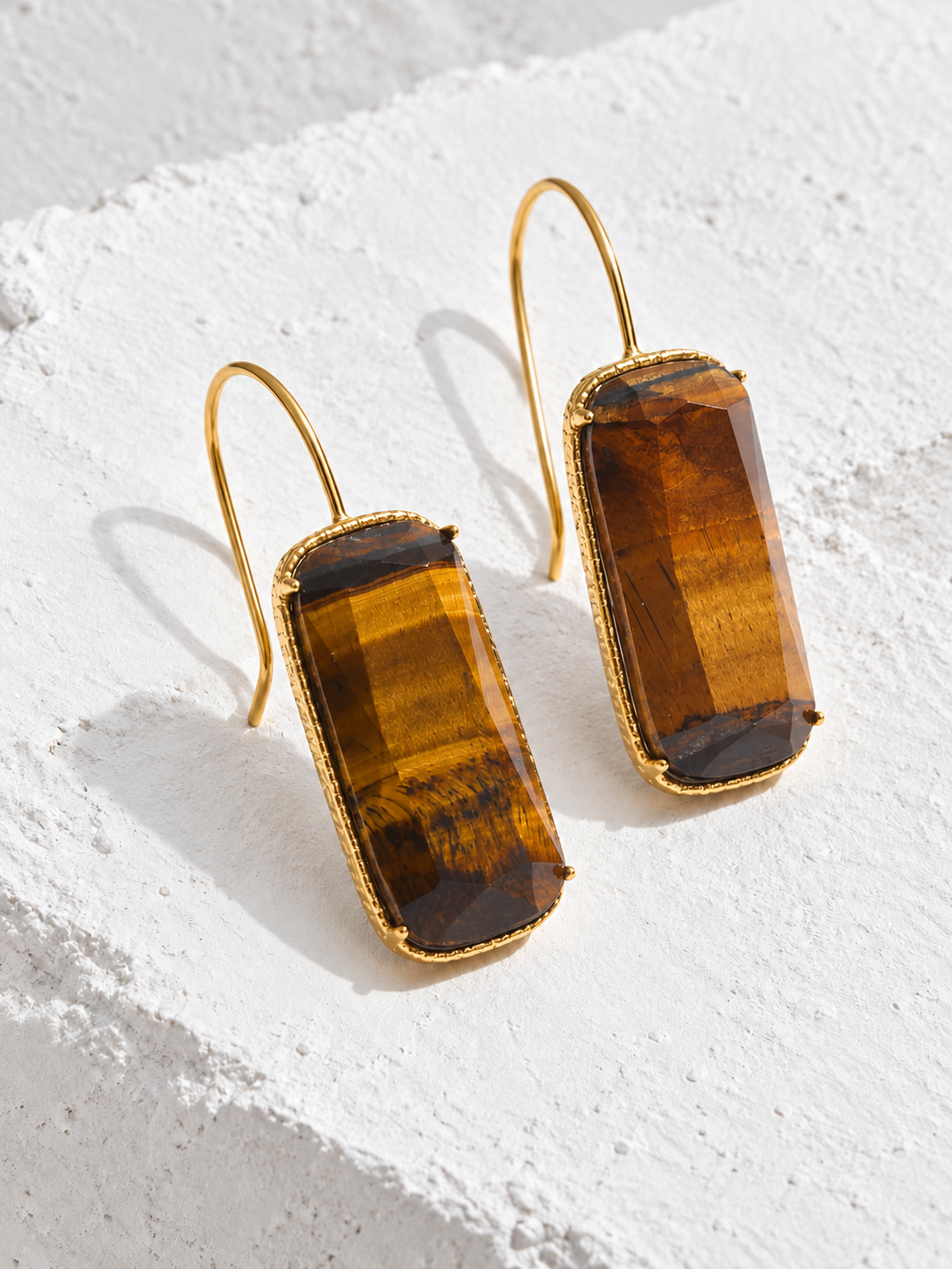 Siena Stone Earrings — brown Tiger's Eye
