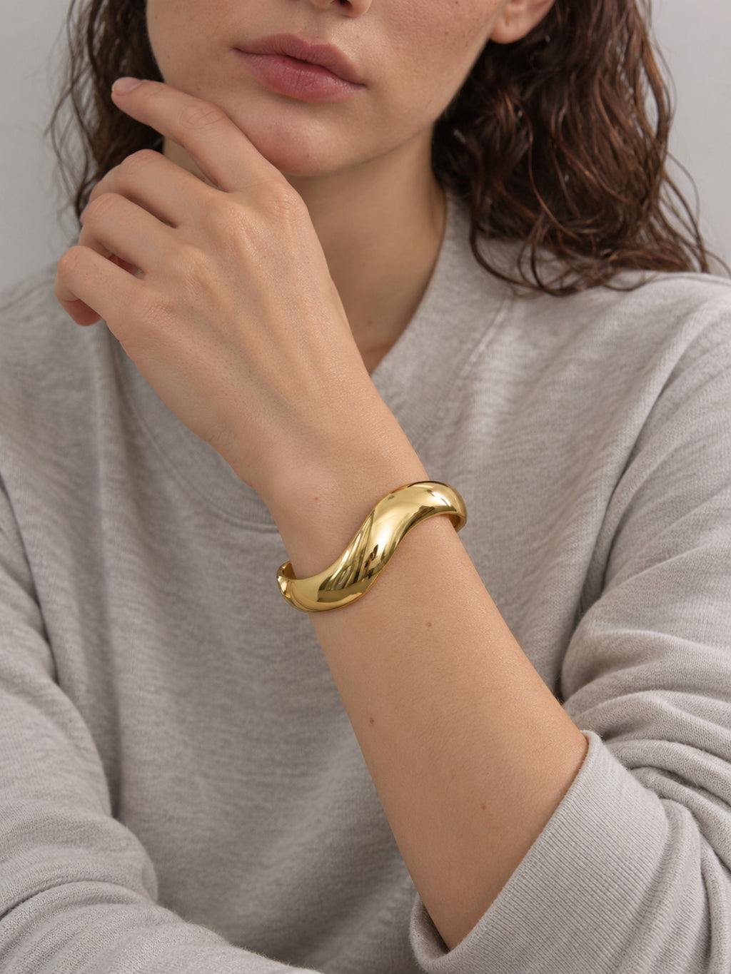 Sweep Sculptural Cuff — worn view
