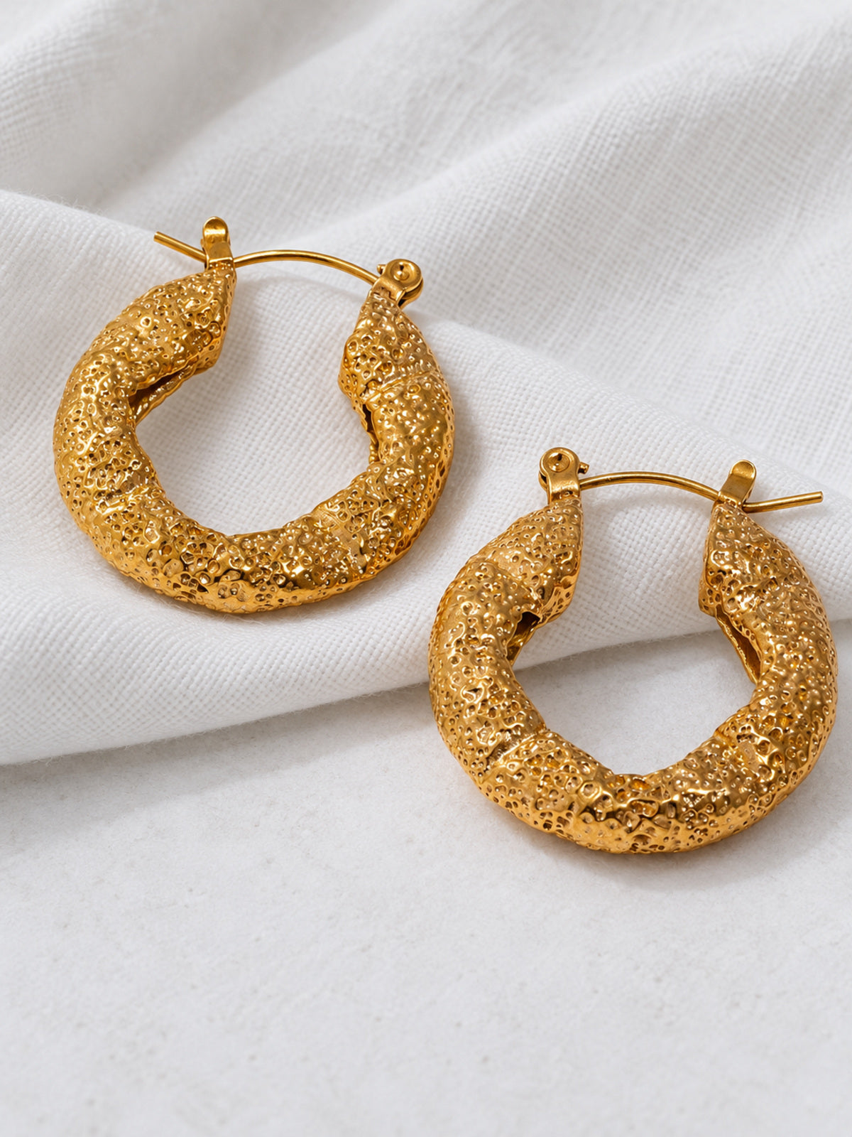 Vera Textured Hoops — editorial still life
