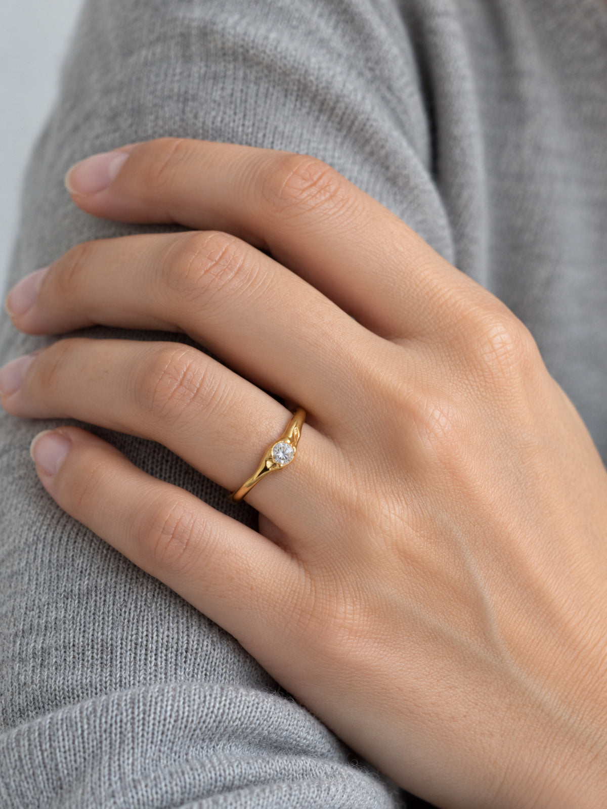 Whisper Zirconia Ring — worn view