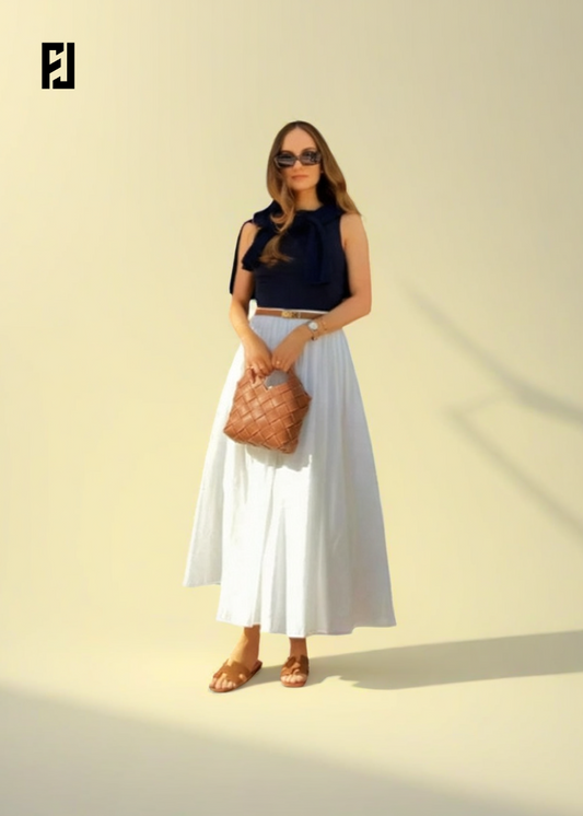 Jupe Longue Blanche Femme – Coupe A-line Unie & Élégante