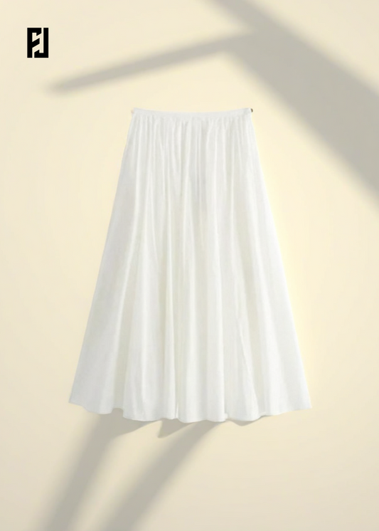 Jupe Longue Blanche Femme – Coupe A-line Unie & Élégante