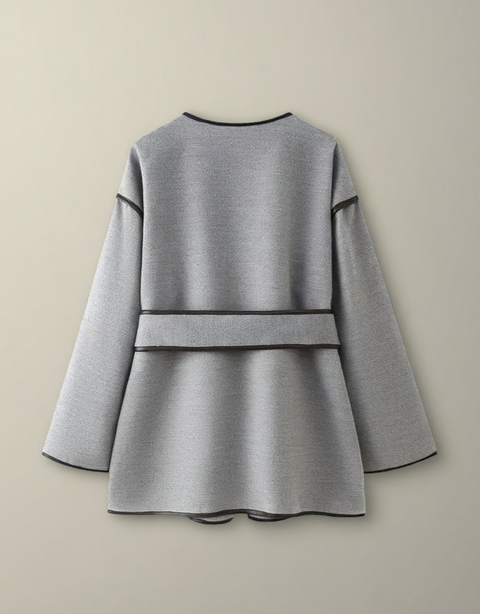 Manteau en laine bicolore femme avec coupe moderne et détails noirs pour un look élégant