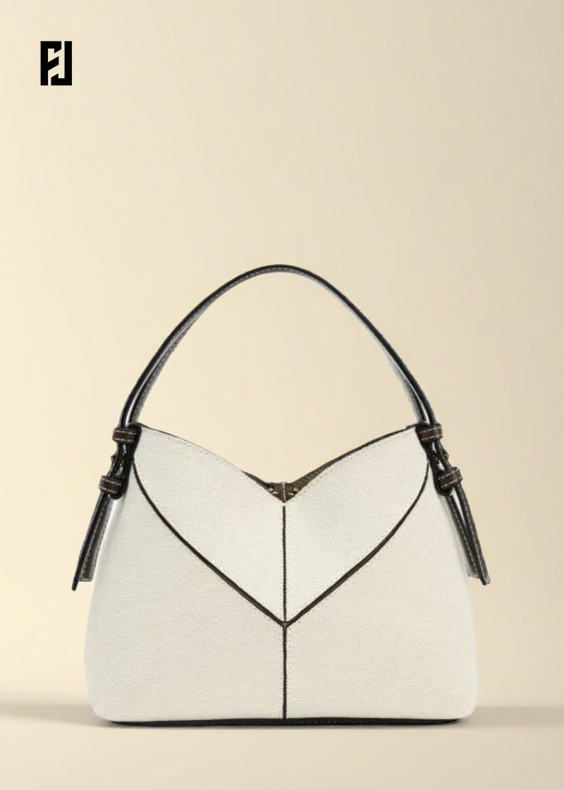 Mini sac shopper femme blanc et noir Fondelier avec design élégant et anse unique