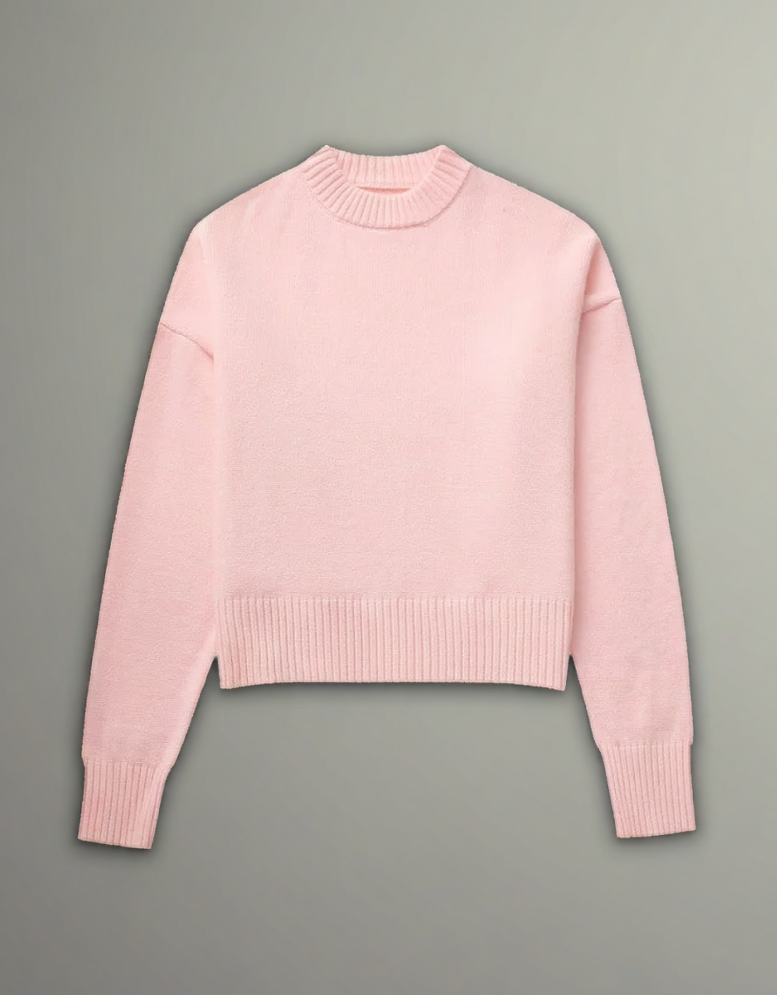 Pull rose à col montant de Fondelier en maille douce avec manches longues