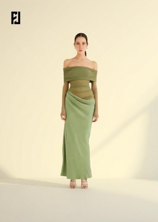 Robe Maxi | Épaules Dénudées Élégante pour Soirée