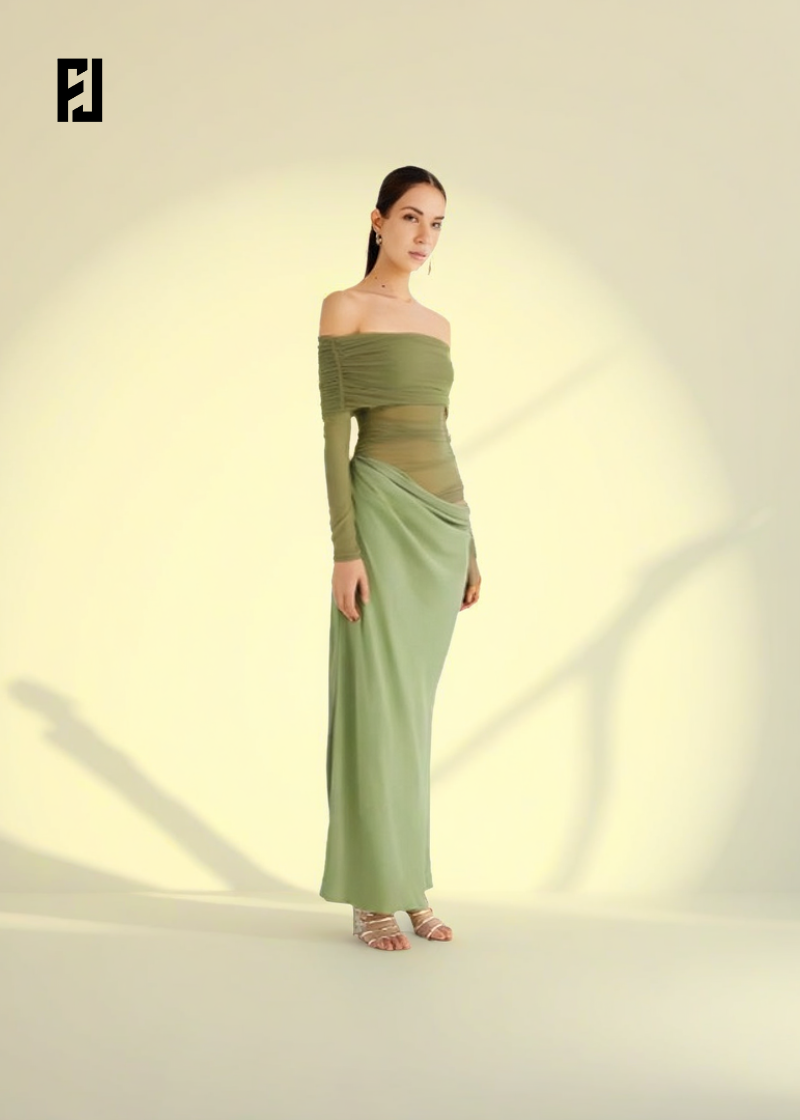 Robe Maxi | Épaules Dénudées Élégante pour Soirée
