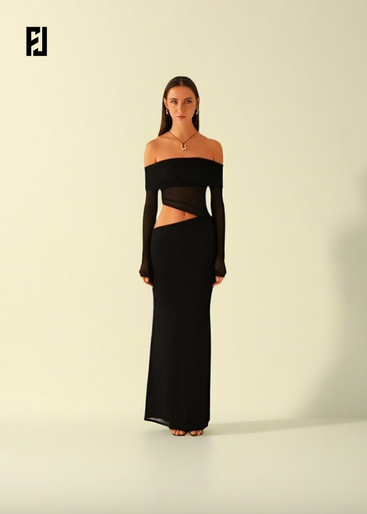 Robe Maxi | Épaules Dénudées Élégante pour Soirée