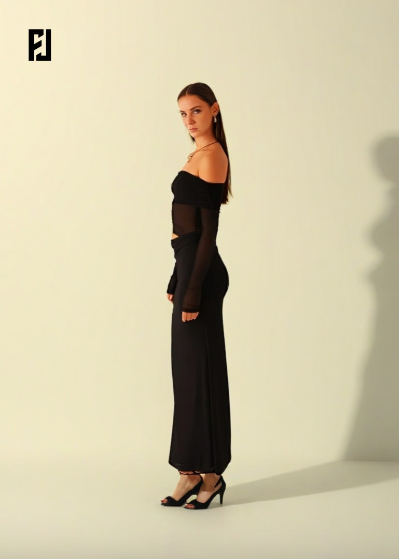 Robe Maxi | Épaules Dénudées Élégante pour Soirée