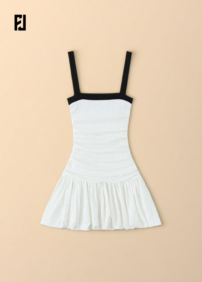 Robe Courte d’Été – Blanche, Sans Manches & Silhouette Plissée