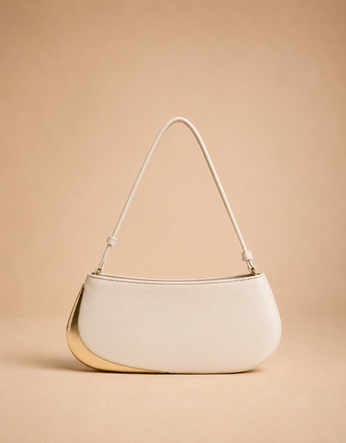 Sac à main femme Fondelier blanc avec finition dorée élégante et bandoulière discrète