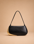 Sac à main femme en cuir noir avec une pièce dorée élégante pour un style raffiné