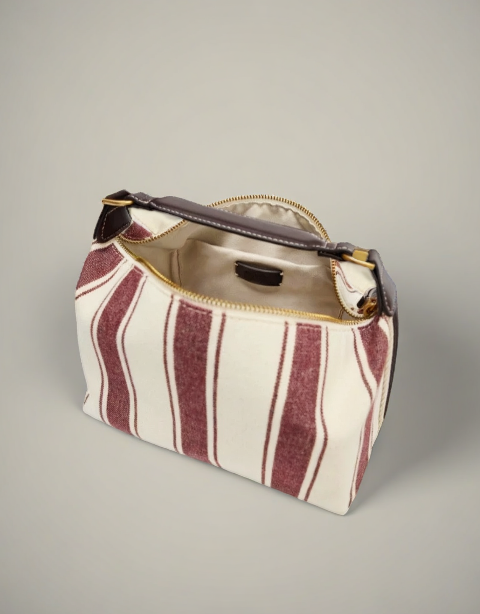 Sac baguette rayé femme en toile avec bandoulière et doublure intérieure élégante