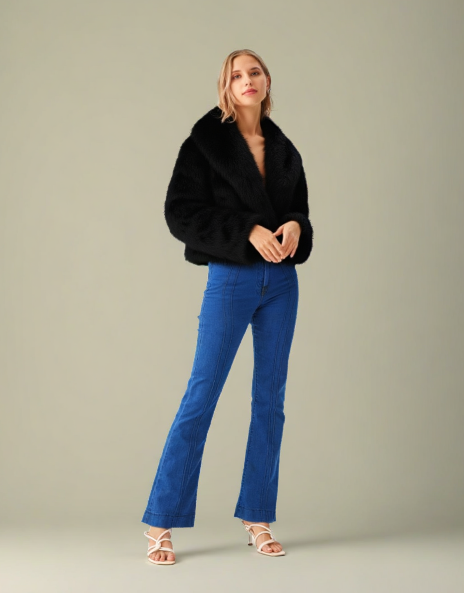 Veste courte fausse fourrure femme en noir pour un look élégant et tendance